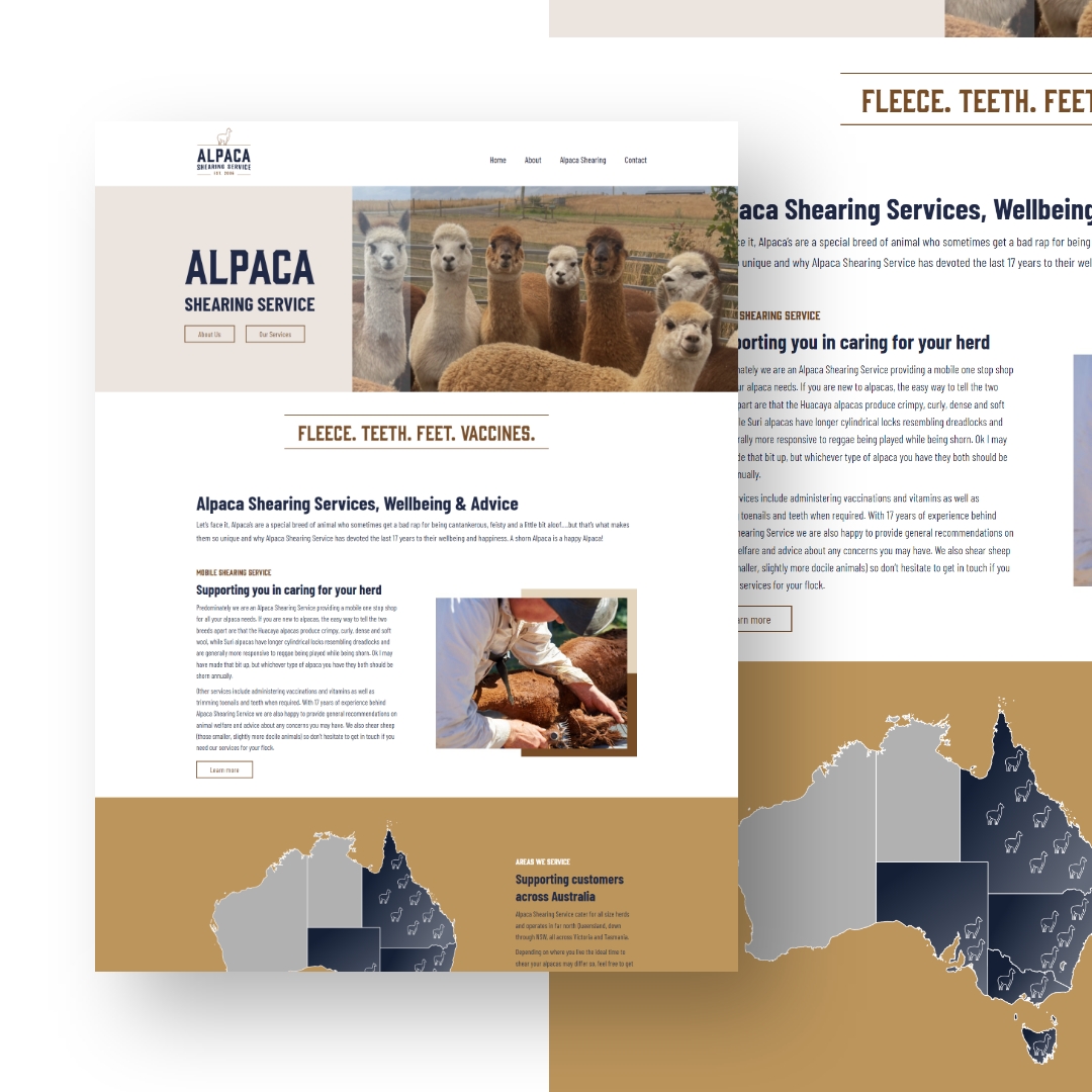 Alpaca Shearing Services - Desktop Website