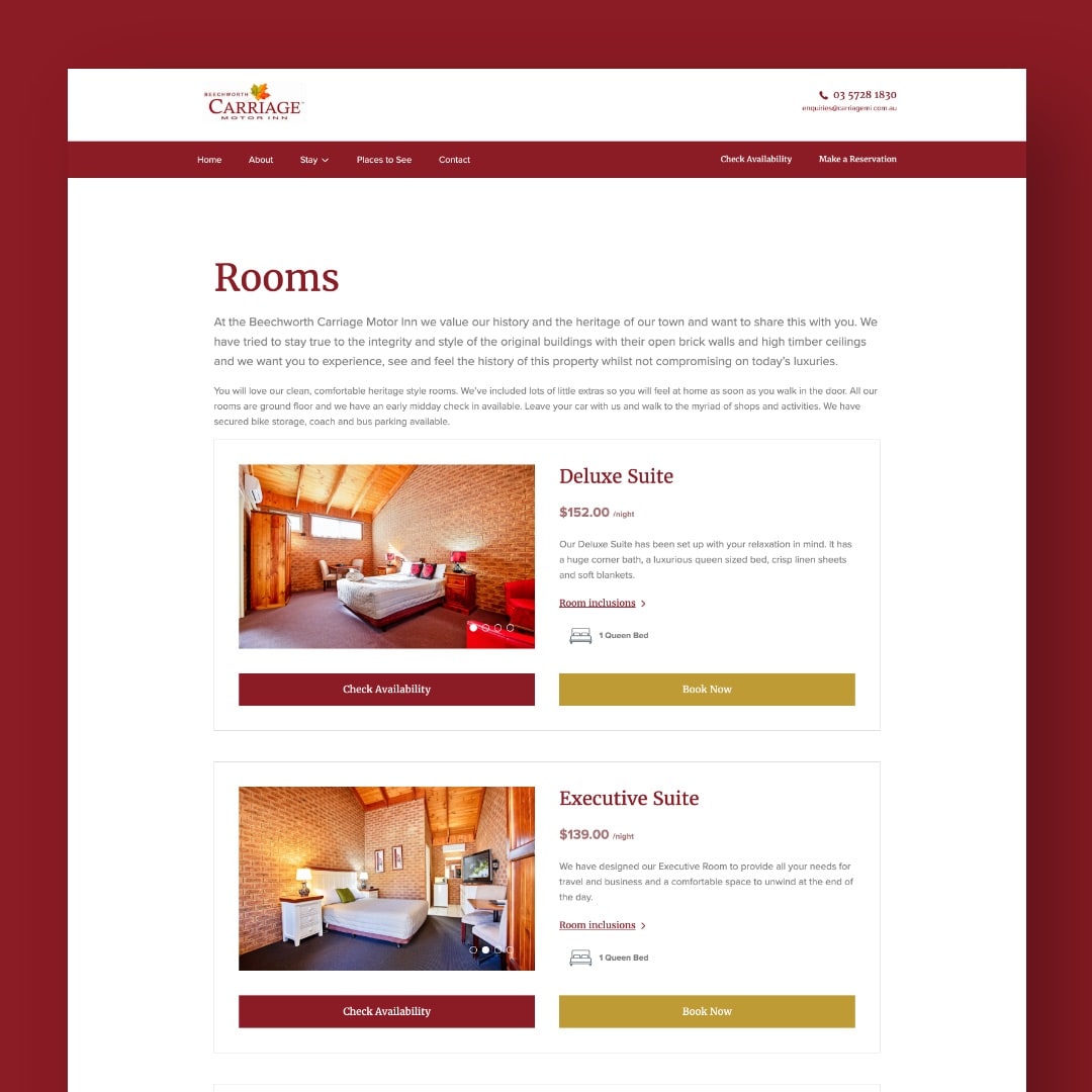 Beechworth Carriage Motor Inn - Website