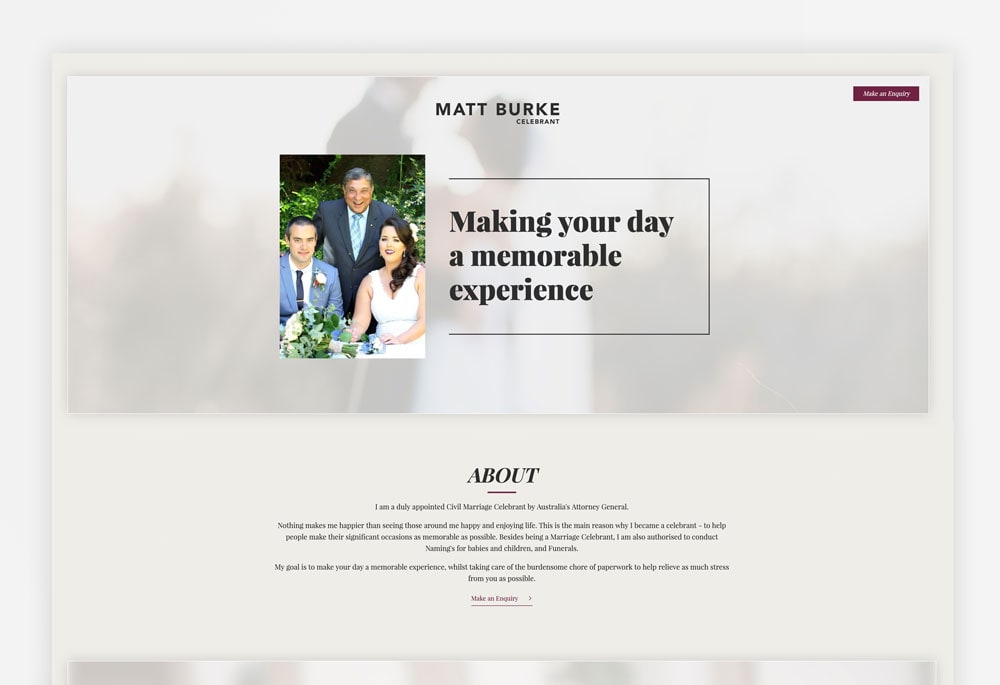 Matt Burke Celebrant -  Website